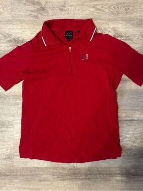 Armani Exchange Red Logo Polo with Contrast A|X